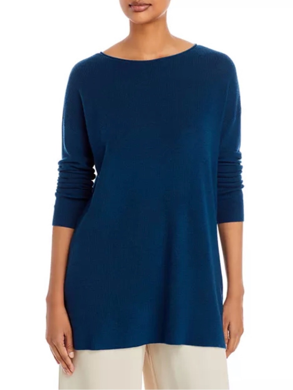 Eileen Fisher Camel Long Sleeve Merino Wool Knit Tunic (size S)
